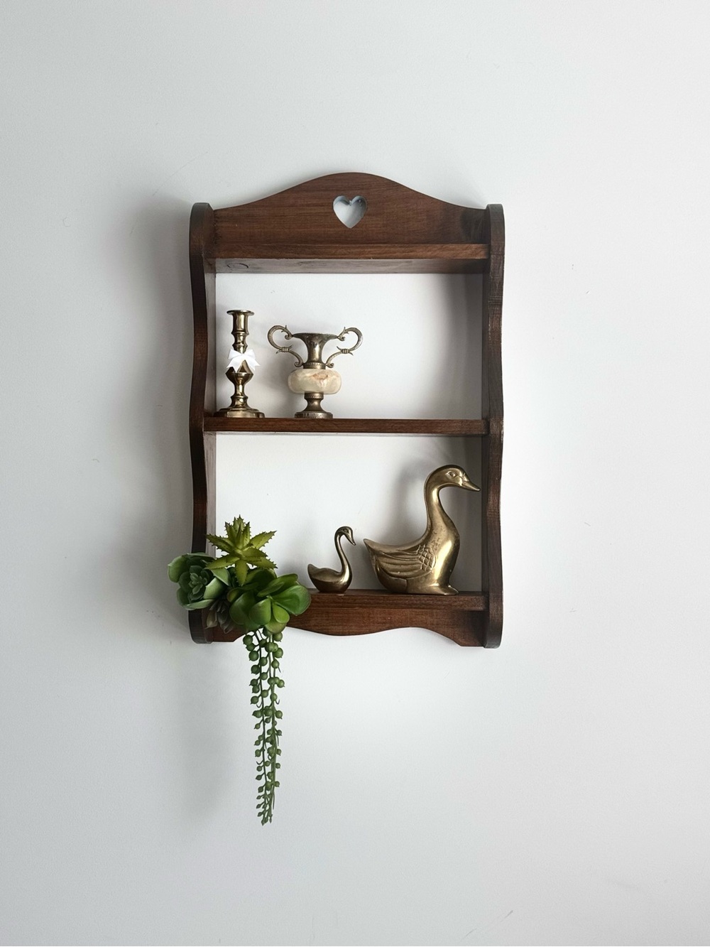Vintage Wooden Heart Shelf Spice Rack